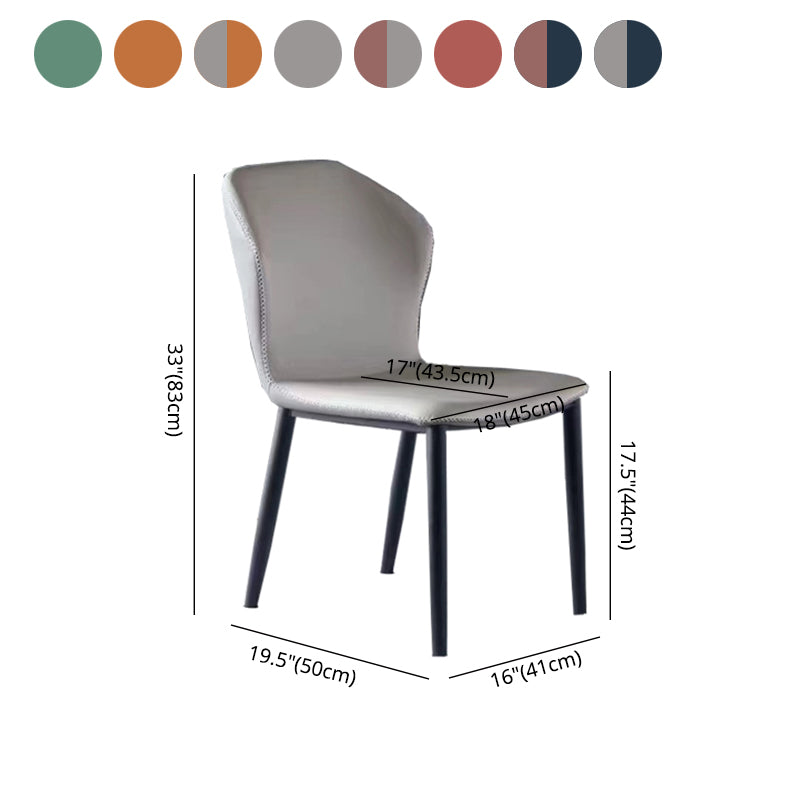 Silla auxiliar de cuero moderna para el hogar, silla de comedor con respaldo de orejas y acabado mate (juego de 2)