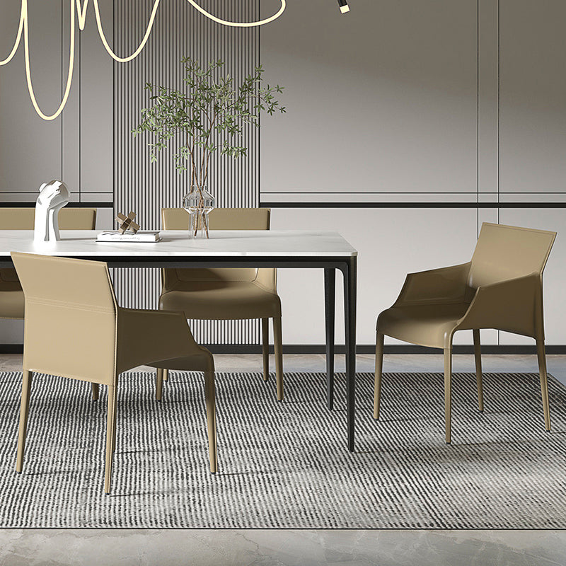 Silla de metal moderna para interiores y exteriores, silla de comedor con respaldo sólido y brazo