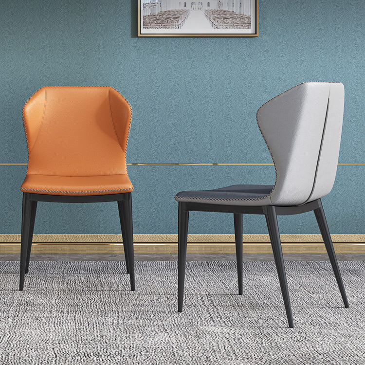 Silla de comedor moderna de piel sintética, sillas de comedor de metal para uso doméstico