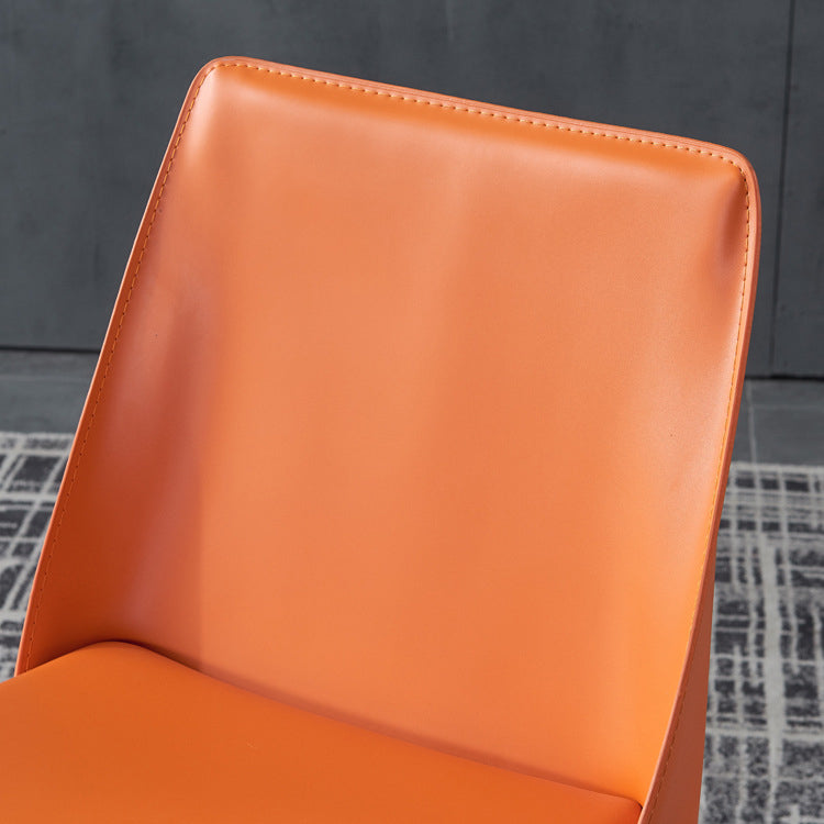 Silla sin brazos de comedor de cuero moderno, sillas de comedor de metal para uso doméstico