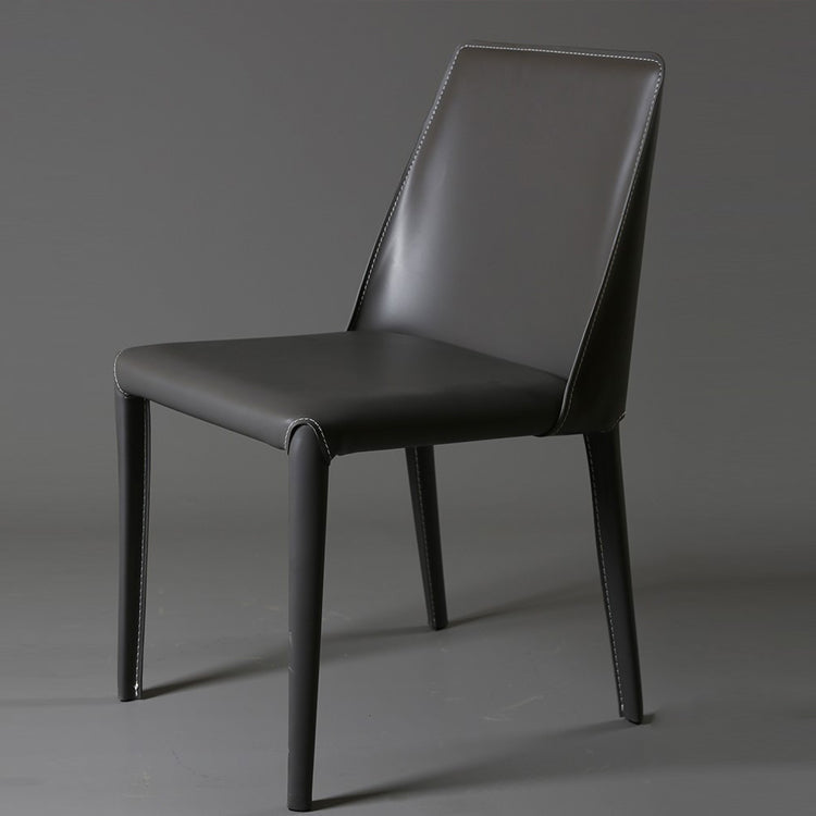Silla sin brazos de comedor de cuero moderno, sillas de comedor de metal para uso doméstico