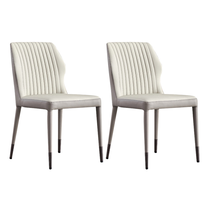 Moderne stijl armloze zijstoelen stevige lederen eetkamerstoelen voor de keuken (set van 2)