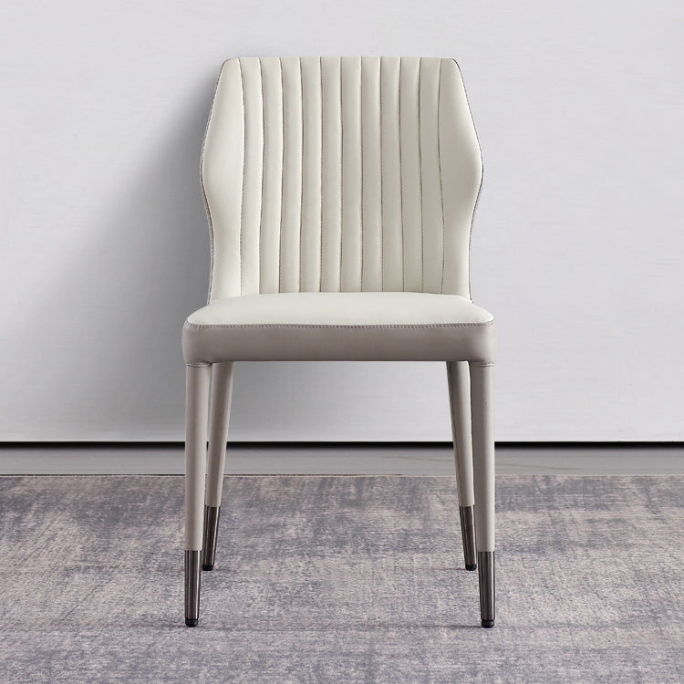 Moderne stijl armloze zijstoelen stevige lederen eetkamerstoelen voor de keuken (set van 2)