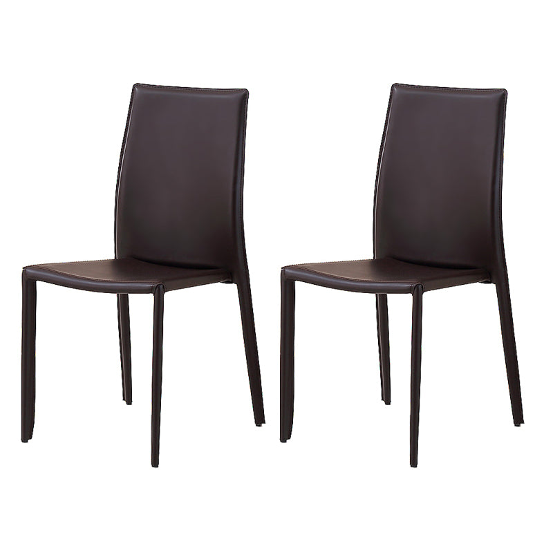 Sillas de comedor apilables de estilo minimalista, sillas de cuero con respaldo sólido para el hogar (juego de 2)