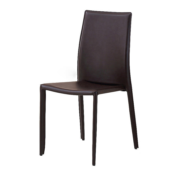 Sillas de comedor apilables de estilo minimalista, sillas de cuero con respaldo sólido para el hogar (juego de 2)