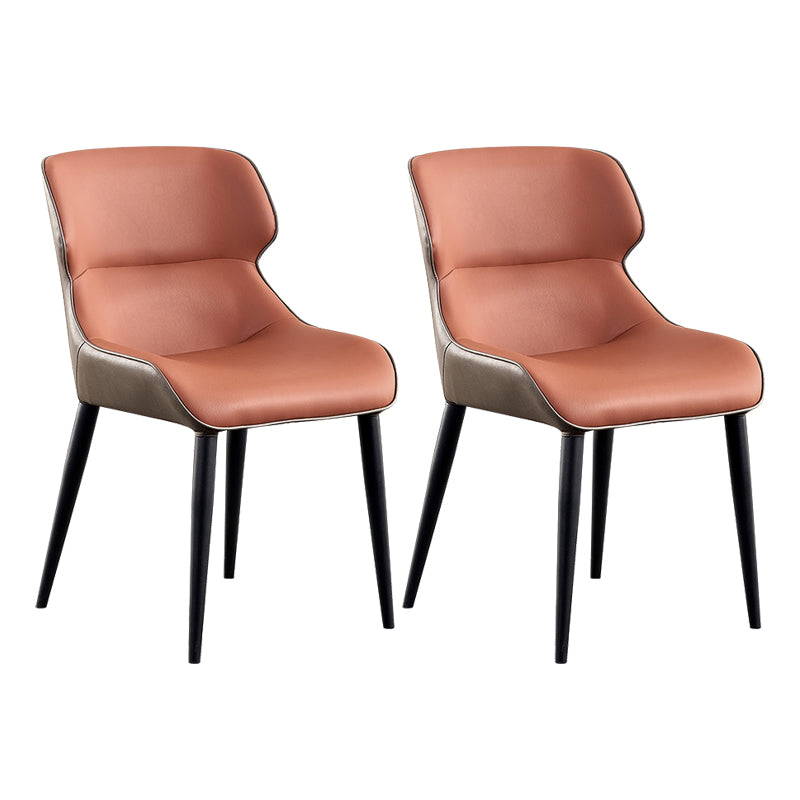 Sillón de interior contemporáneo con respaldo de alas, silla de comedor tapizada de metal (juego de 2)