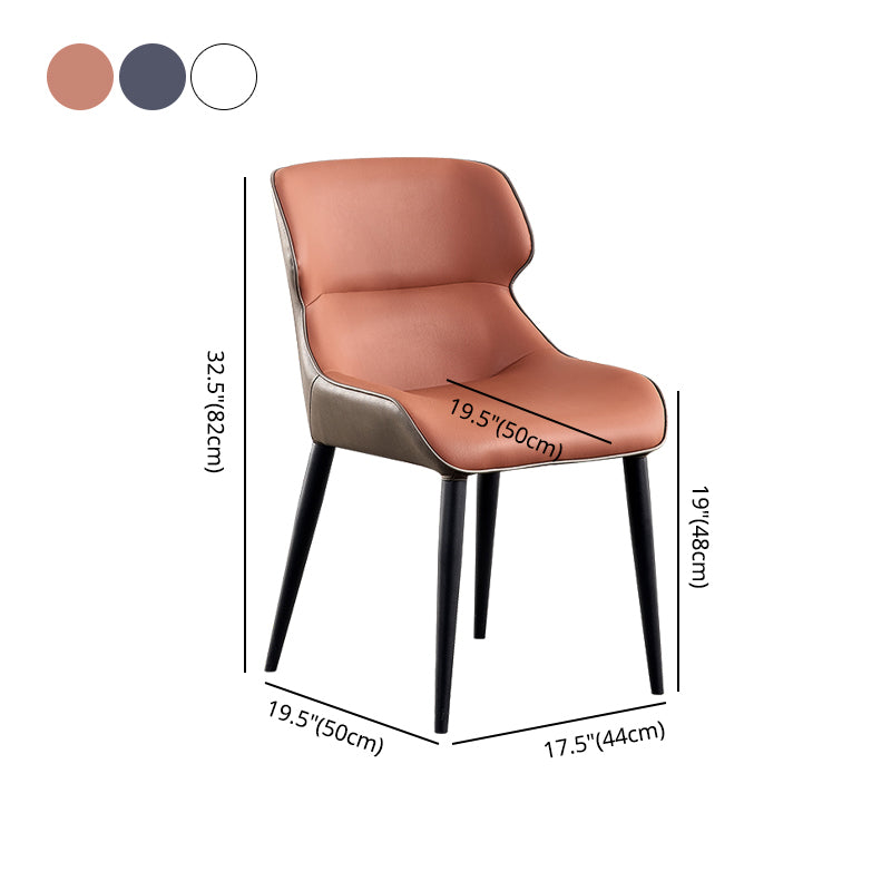 Sillón de interior contemporáneo con respaldo de alas, silla de comedor tapizada de metal (juego de 2)