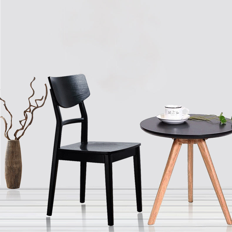 Silla lateral de madera para restaurante industrial, silla de comedor con respaldo de escalera (juego de 4)
