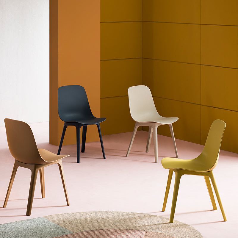 Silla sin brazos de comedor de plástico de estilo contemporáneo, silla con respaldo sólido para cocina