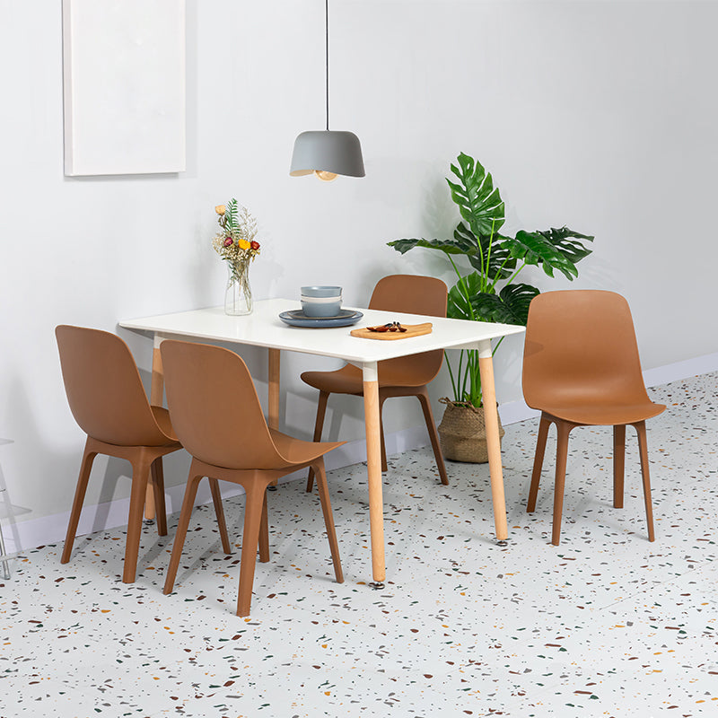 Silla sin brazos de comedor de plástico de estilo contemporáneo, silla con respaldo sólido para cocina