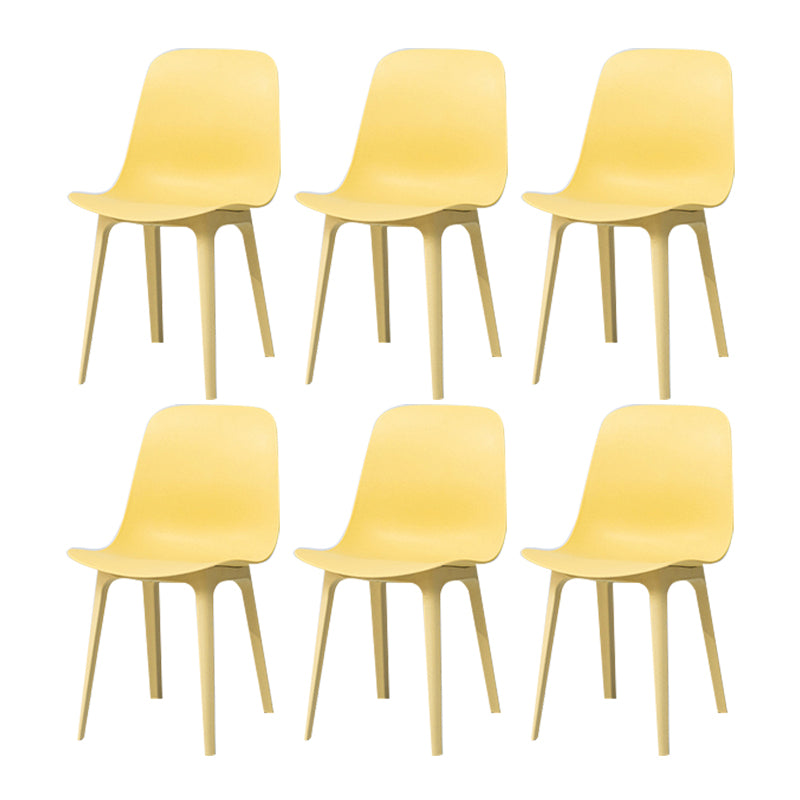 Silla sin brazos de comedor de plástico de estilo contemporáneo, silla con respaldo sólido para cocina