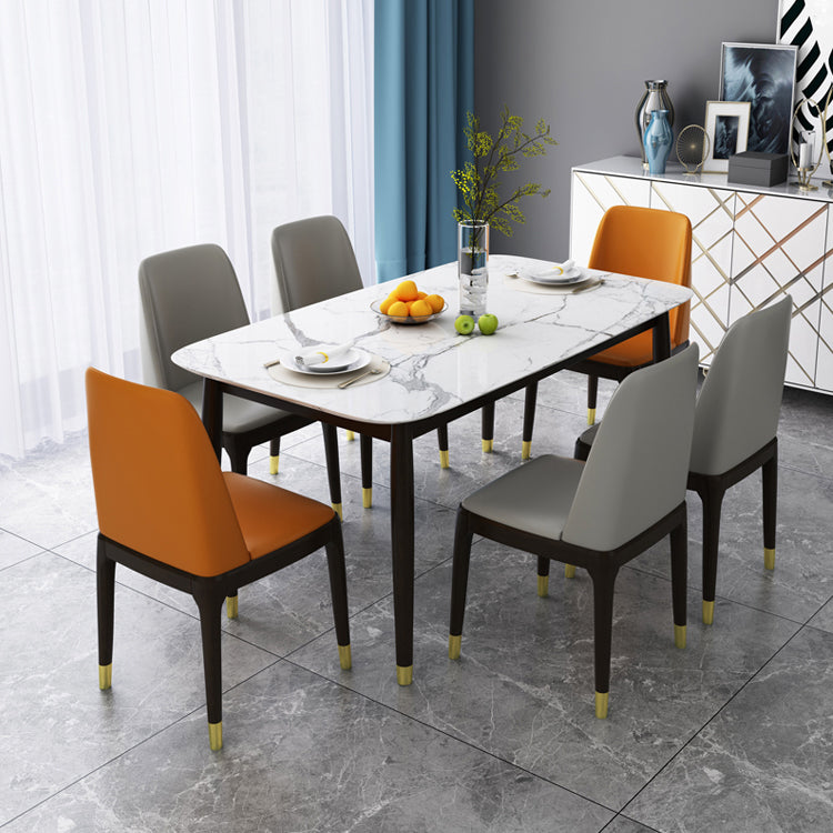 Home Armless Dining Chair Dining Side Chairs with Wood Legs (Set of 2)