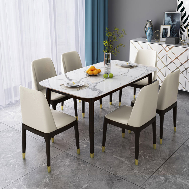 Home Armless Dining Chair Dining Side Chairs with Wood Legs (Set of 2)