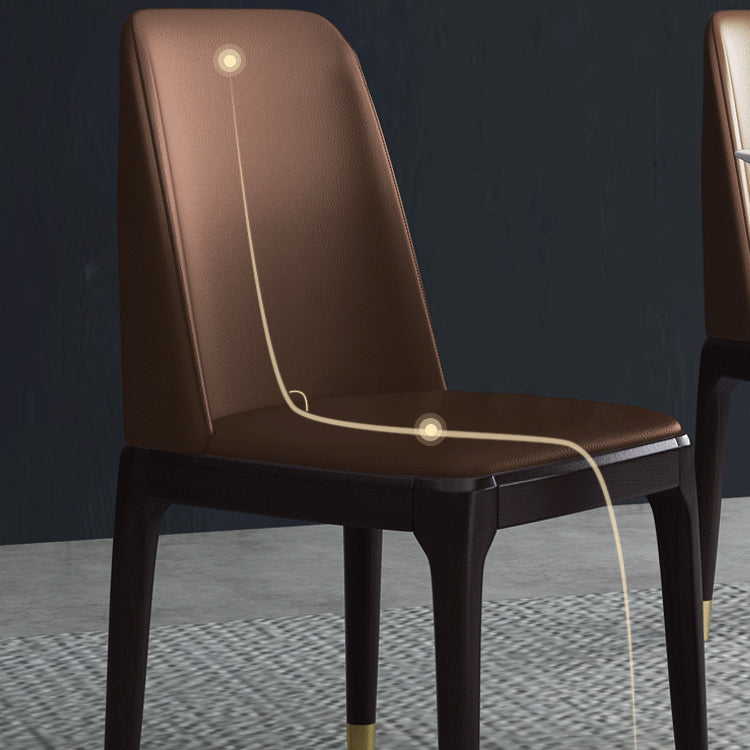 Home Armless Dining Chair Dining Side Chairs with Wood Legs (Set of 2)