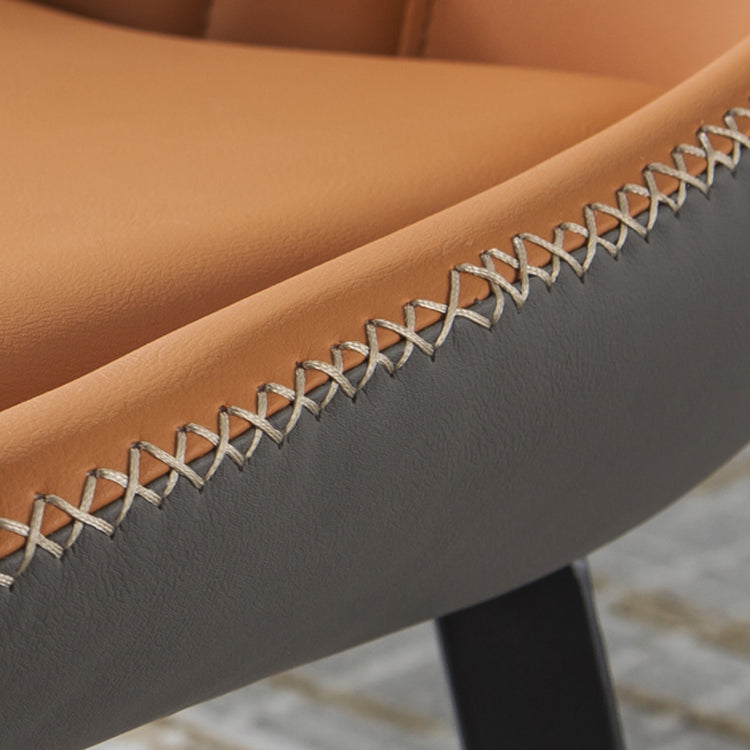 Sillas de comedor de cuero sin brazos de metal contemporáneo para uso en restaurantes (juego de 2)