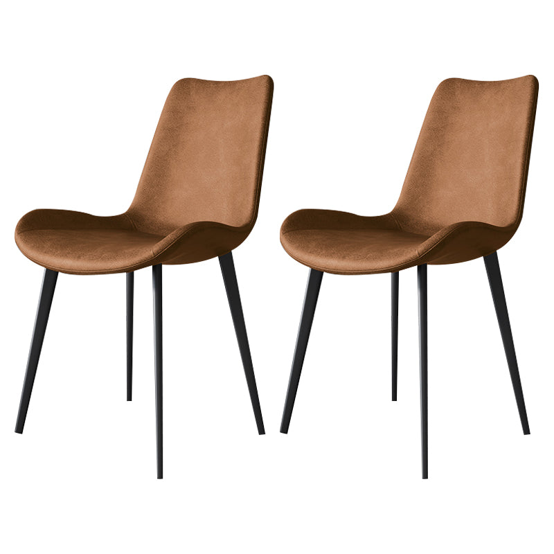 Silla de comedor tapizada de metal con respaldo sólido para interiores contemporánea (juego de 2)