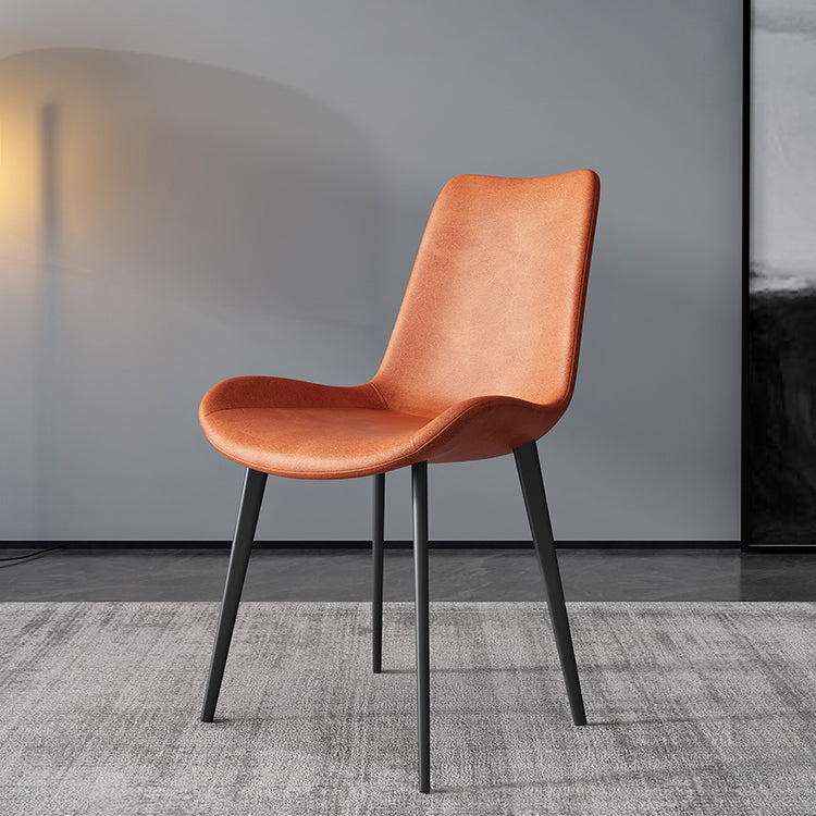 Silla de comedor tapizada de metal con respaldo sólido para interiores contemporánea (juego de 2)