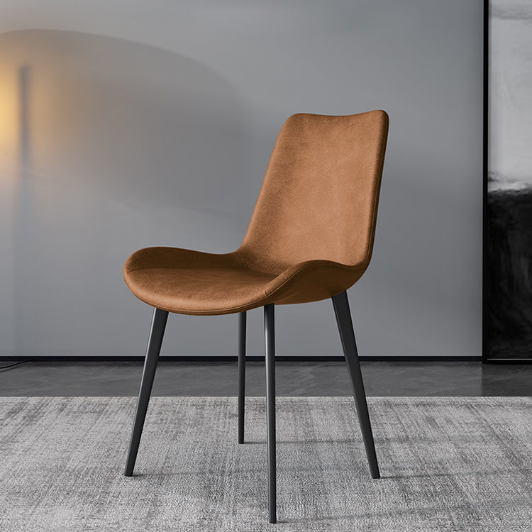 Silla de comedor tapizada de metal con respaldo sólido para interiores contemporánea (juego de 2)