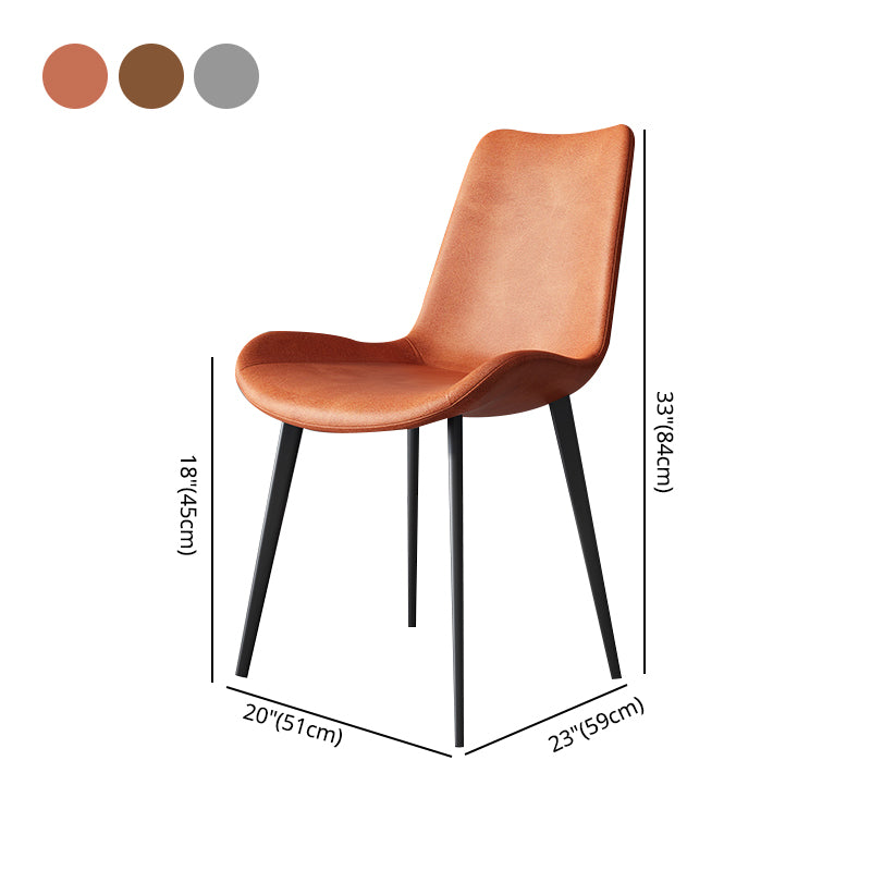 Silla de comedor tapizada de metal con respaldo sólido para interiores contemporánea (juego de 2)