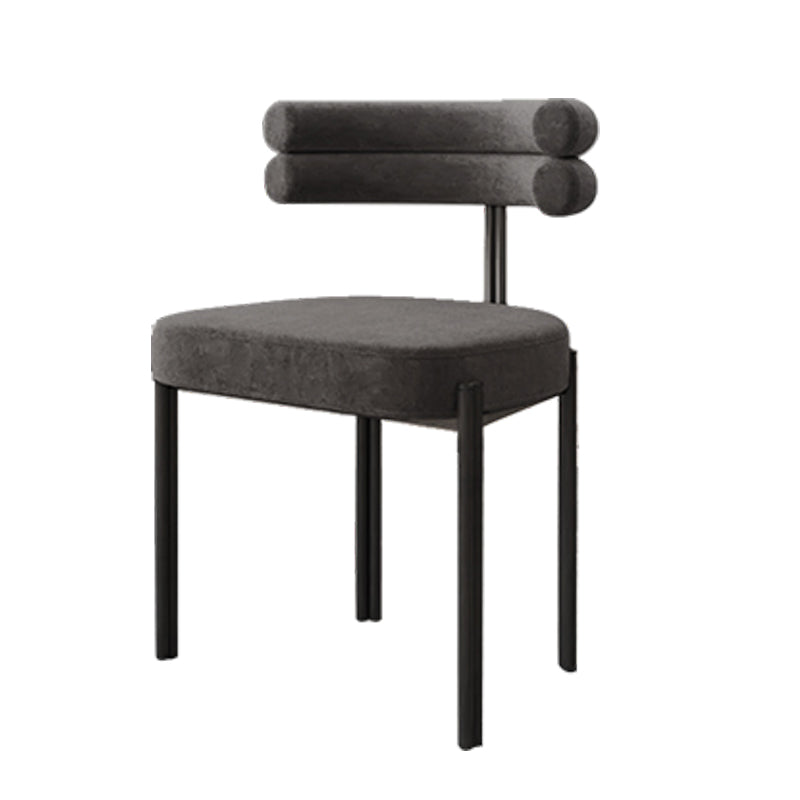 Silla lateral casera de estilo moderno, silla de comedor tapizada de metal con respaldo abierto