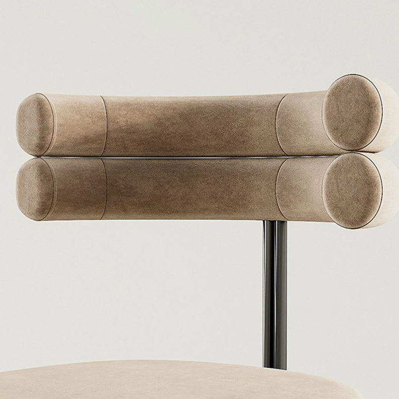 Silla lateral casera de estilo moderno, silla de comedor tapizada de metal con respaldo abierto
