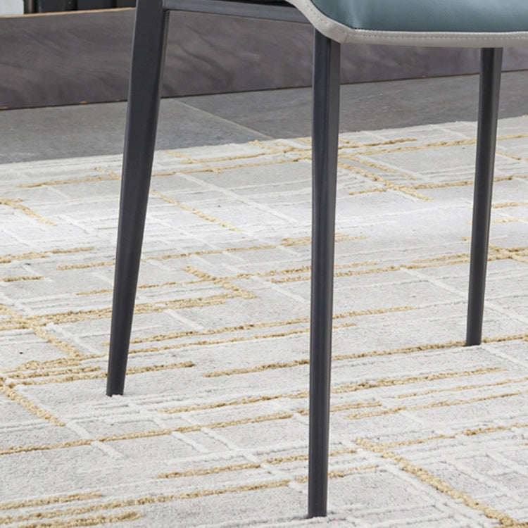 Chaises de salle à manger industrielles en métal, chaise sans accoudoirs en similicuir pour usage domestique (Ensemble de 2)