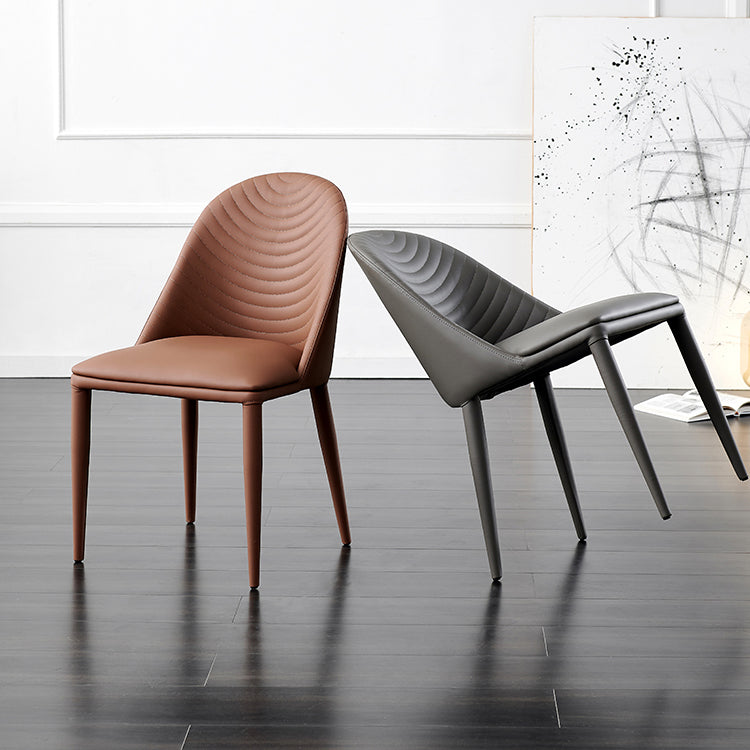 Silla de comedor moderna de piel sintética, silla sin brazos de metal para uso doméstico, para restaurante