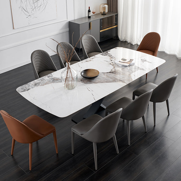 Silla de comedor moderna de piel sintética, silla sin brazos de metal para uso doméstico, para restaurante