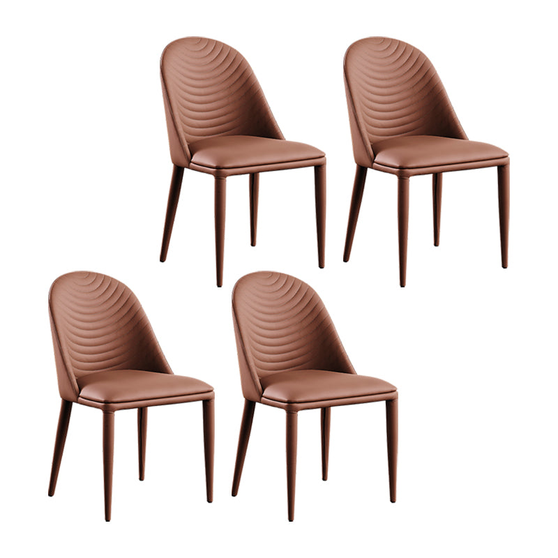 Silla de comedor moderna de piel sintética, silla sin brazos de metal para uso doméstico, para restaurante