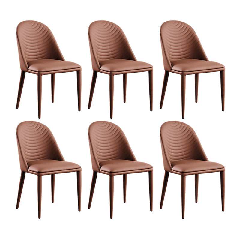 Silla de comedor moderna de piel sintética, silla sin brazos de metal para uso doméstico, para restaurante
