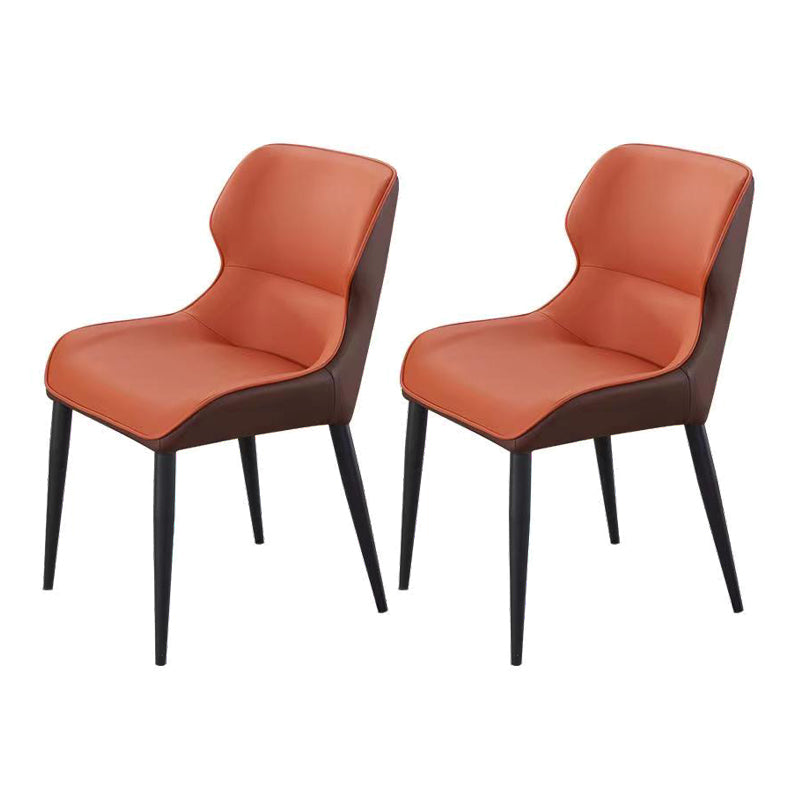 Silla de comedor moderna de piel sintética, sillón de metal para uso doméstico (juego de 2)