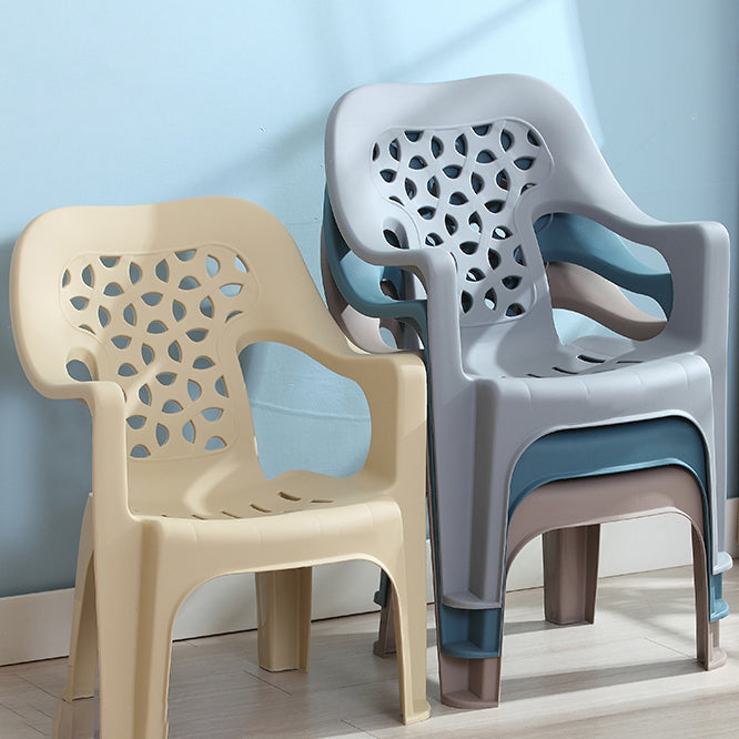 Sillón de comedor interior moderno, sillas de comedor de plástico apilables para el hogar
