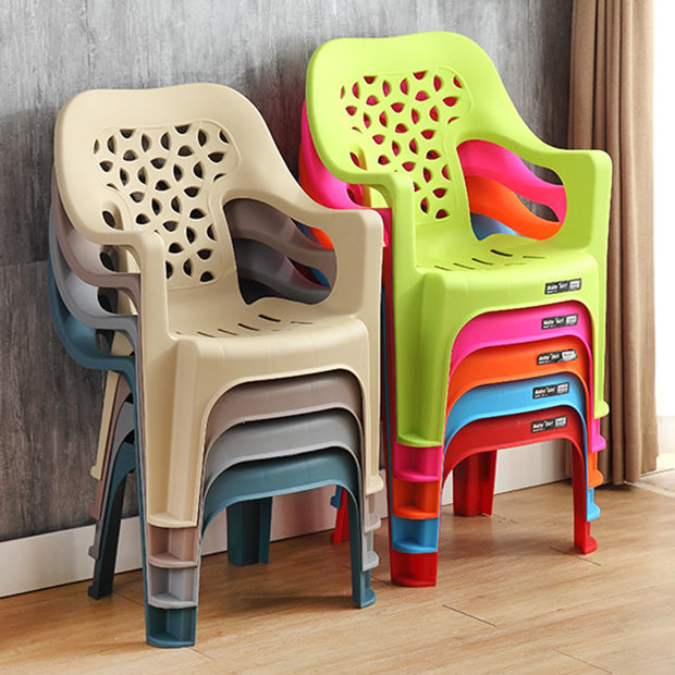 Sillón de comedor interior moderno, sillas de comedor de plástico apilables para el hogar