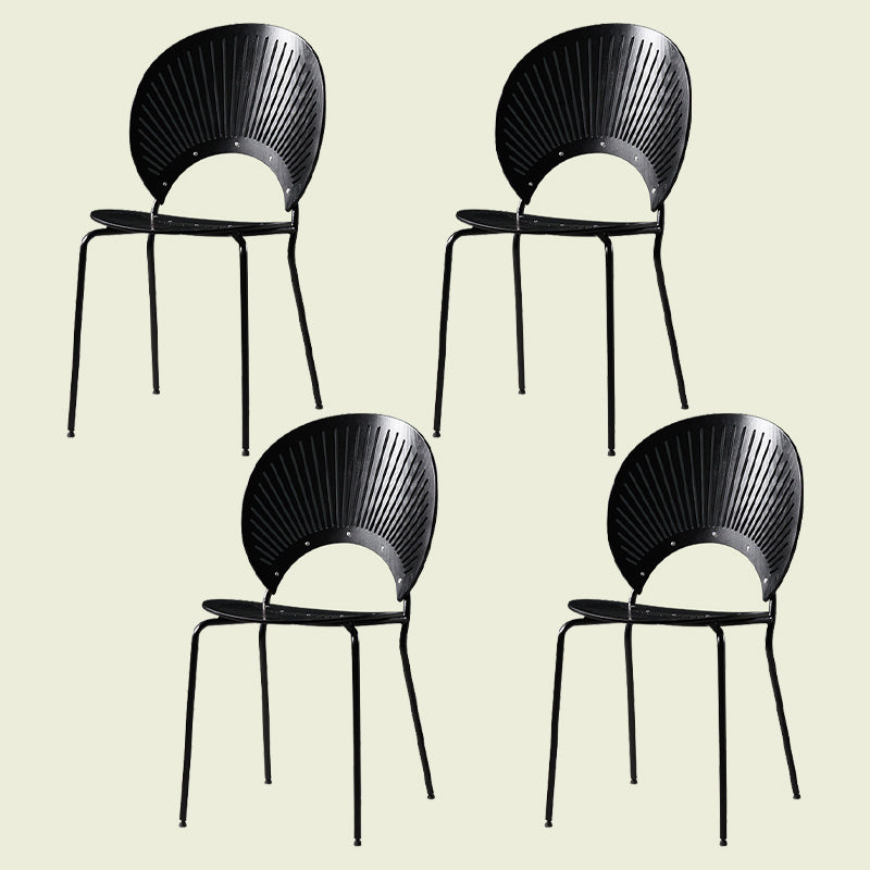 Silla de comedor de metal contemporáneo para uso doméstico Silla lateral de comedor con respaldo abierto