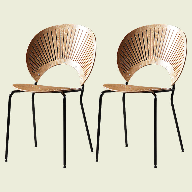 Silla de comedor de metal contemporáneo para uso doméstico Silla lateral de comedor con respaldo abierto
