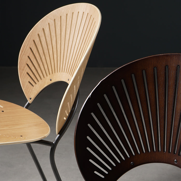 Silla de comedor de metal contemporáneo para uso doméstico Silla lateral de comedor con respaldo abierto