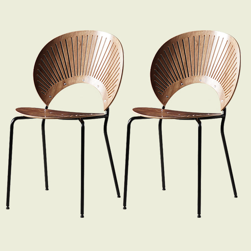 Silla de comedor de metal contemporáneo para uso doméstico Silla lateral de comedor con respaldo abierto