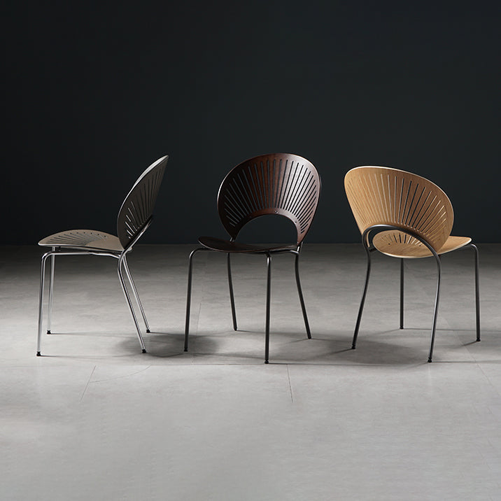 Silla de comedor de metal contemporáneo para uso doméstico Silla lateral de comedor con respaldo abierto