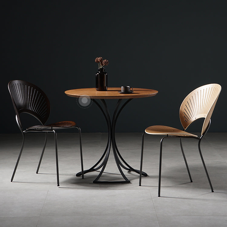 Silla de comedor de metal contemporáneo para uso doméstico Silla lateral de comedor con respaldo abierto