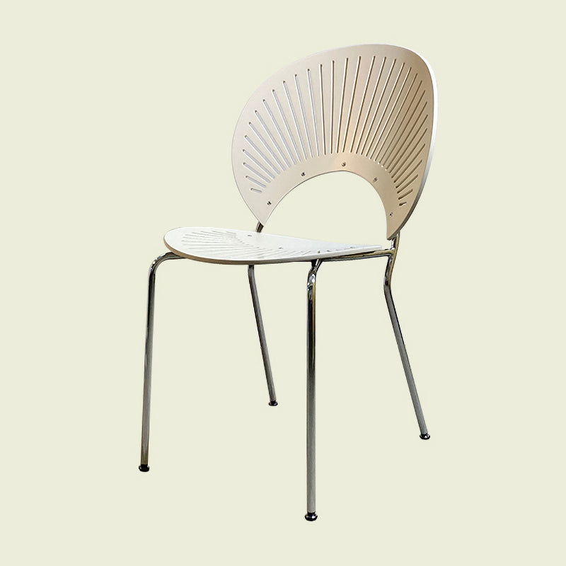 Silla de comedor de metal contemporáneo para uso doméstico Silla lateral de comedor con respaldo abierto