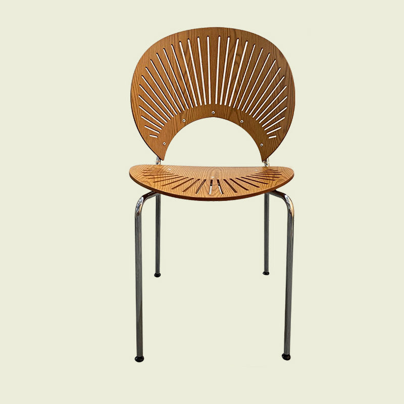 Silla de comedor de metal contemporáneo para uso doméstico Silla lateral de comedor con respaldo abierto