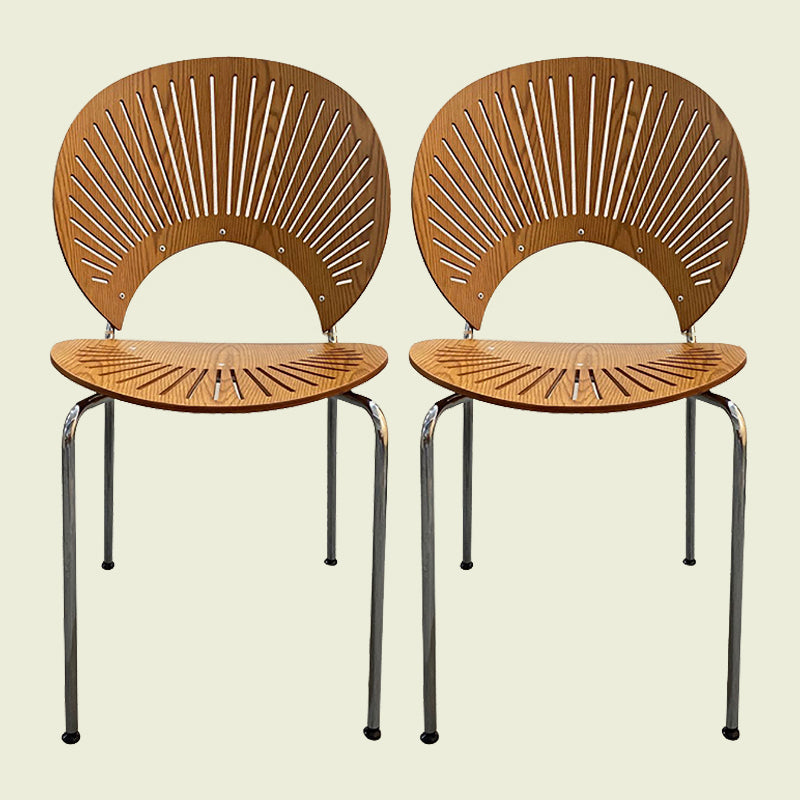 Silla de comedor de metal contemporáneo para uso doméstico Silla lateral de comedor con respaldo abierto