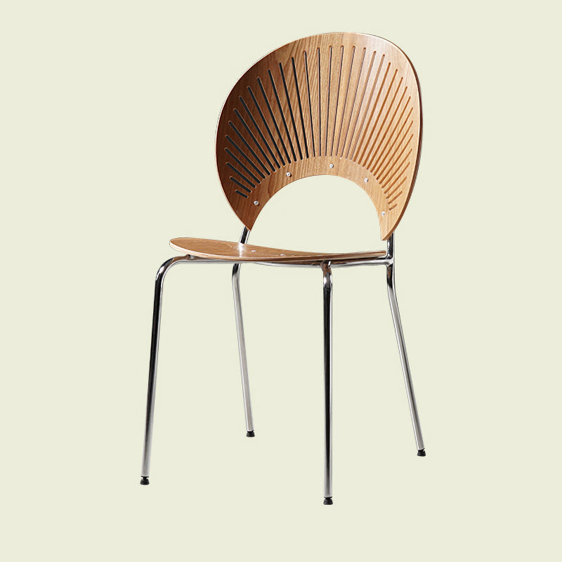 Silla de comedor de metal contemporáneo para uso doméstico Silla lateral de comedor con respaldo abierto