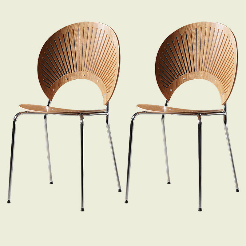 Silla de comedor de metal contemporáneo para uso doméstico Silla lateral de comedor con respaldo abierto