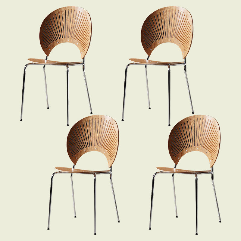 Silla de comedor de metal contemporáneo para uso doméstico Silla lateral de comedor con respaldo abierto