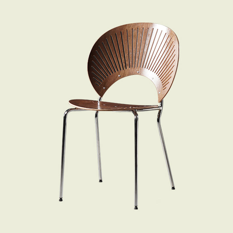 Silla de comedor de metal contemporáneo para uso doméstico Silla lateral de comedor con respaldo abierto