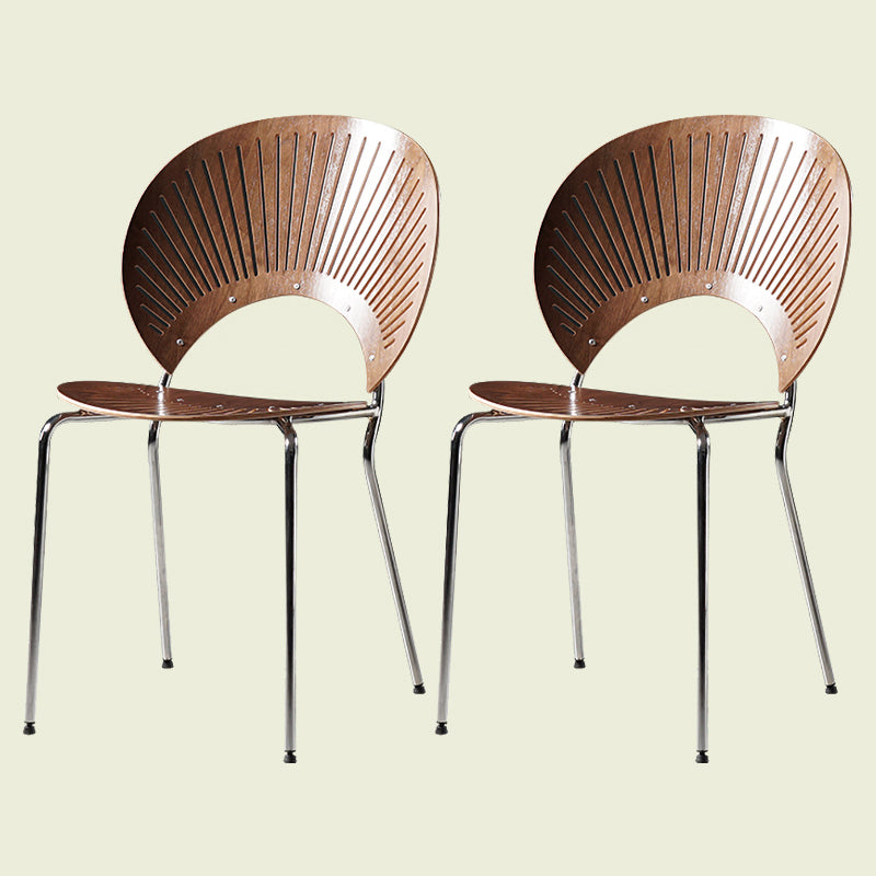 Silla de comedor de metal contemporáneo para uso doméstico Silla lateral de comedor con respaldo abierto