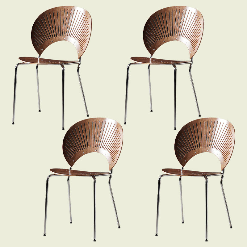 Silla de comedor de metal contemporáneo para uso doméstico Silla lateral de comedor con respaldo abierto
