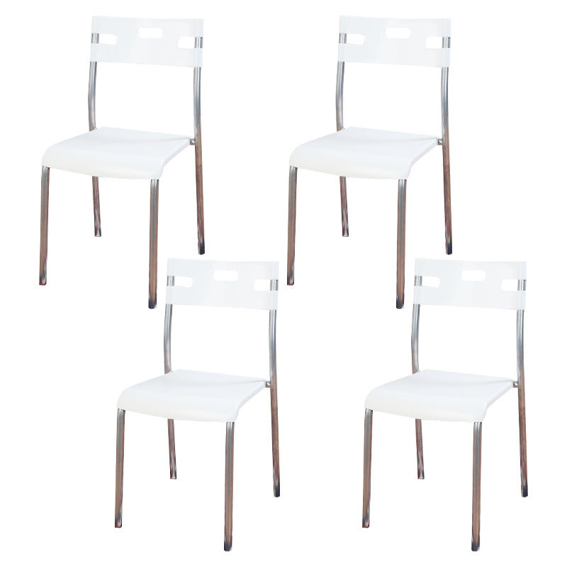 Silla de comedor contemporánea, silla lateral de comedor apilable sin brazos de metal con respaldo abierto