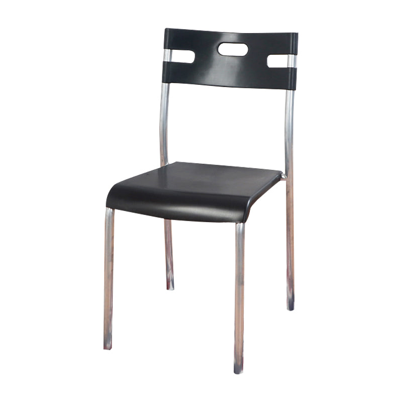 Silla de comedor contemporánea, silla lateral de comedor apilable sin brazos de metal con respaldo abierto